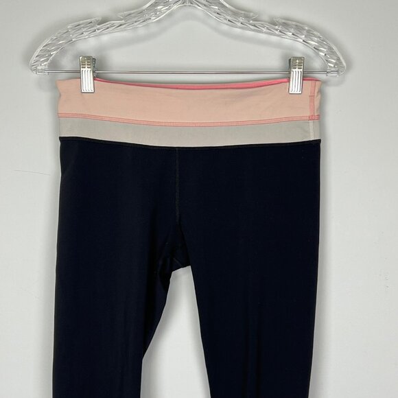 Lululemon Run Inspire Crop II Leggings Black Peach Coral Pink size 6 - Picture 3 of 11